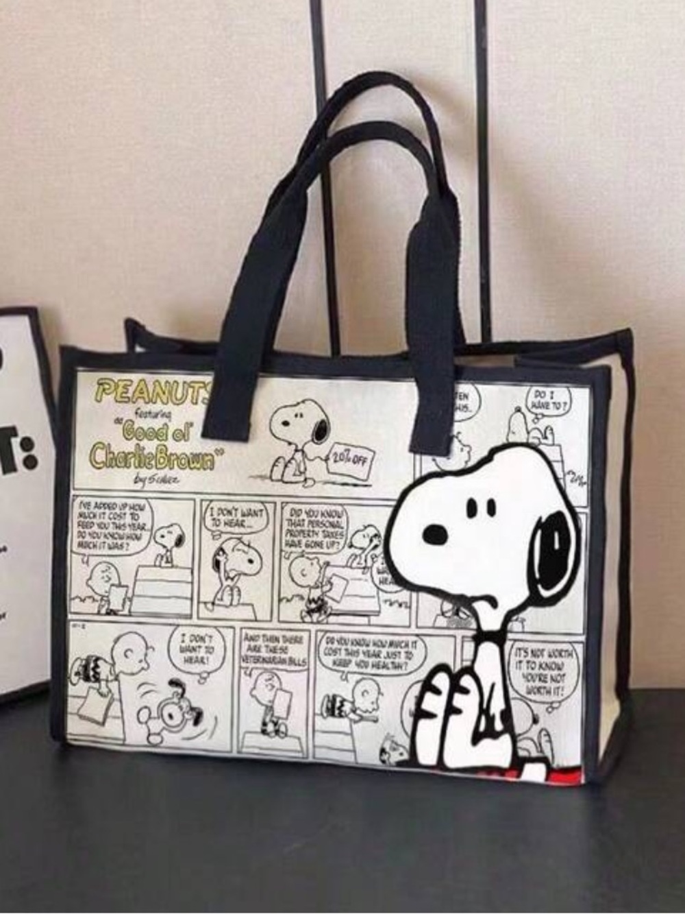 Peanuts Snoopy Comic Strip Canvas Tote Bag NEW 🏷️ - Picture 4 of 4